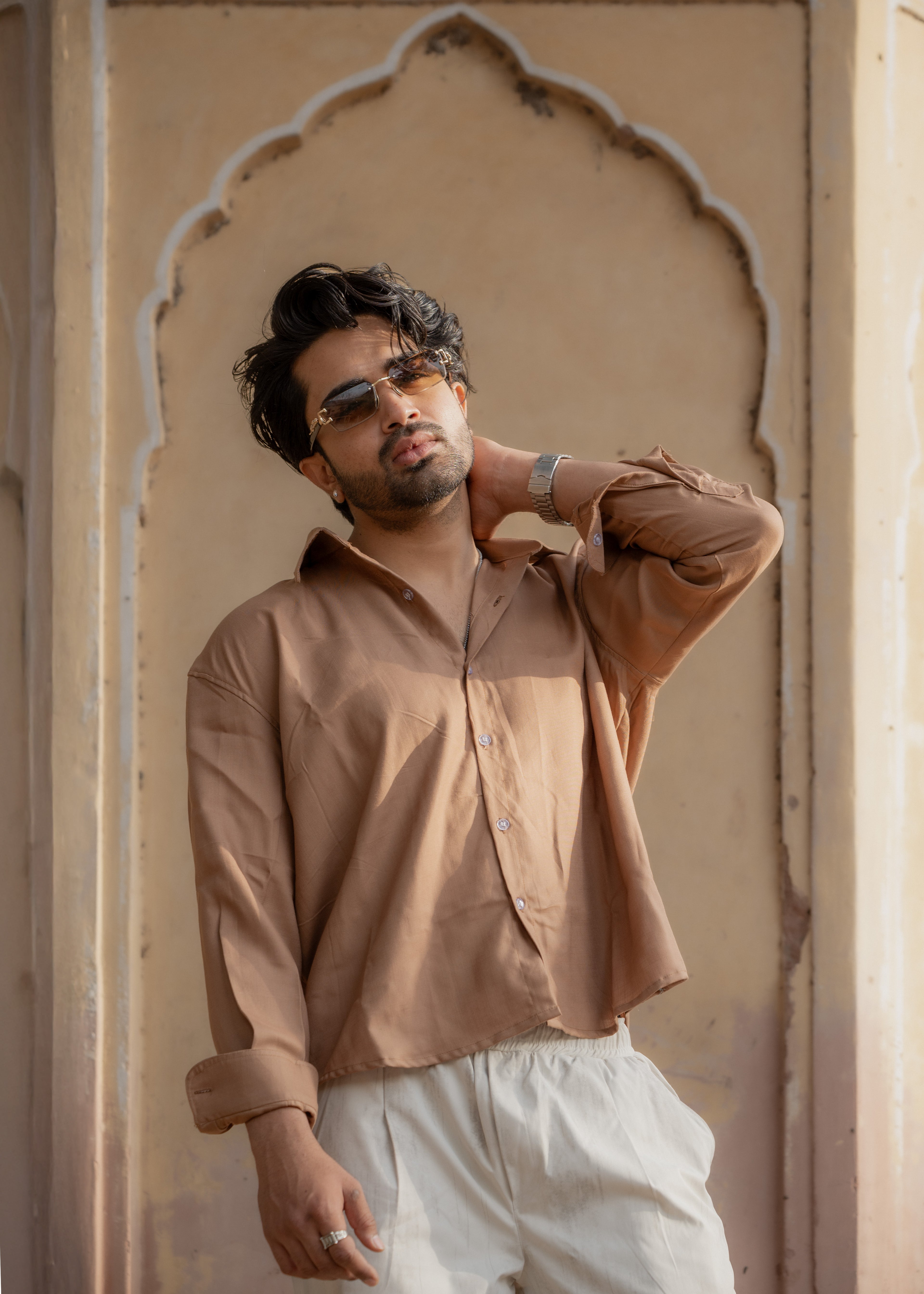 Atrangi caramel brown oversized shirt