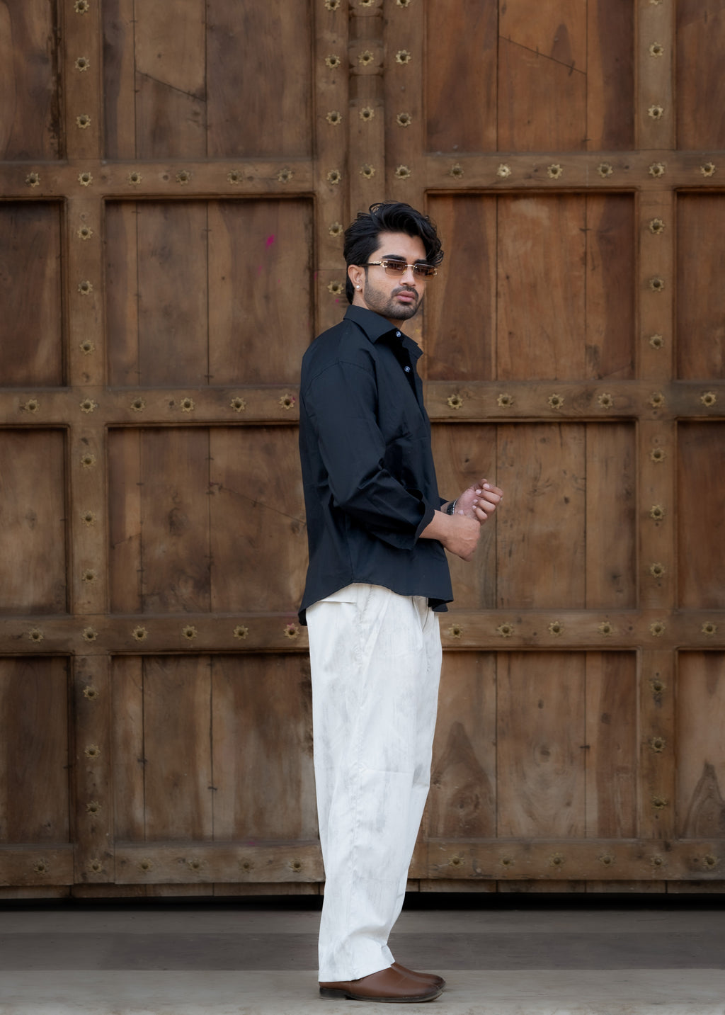 Atrangi Black High-Low Cotton Shirt