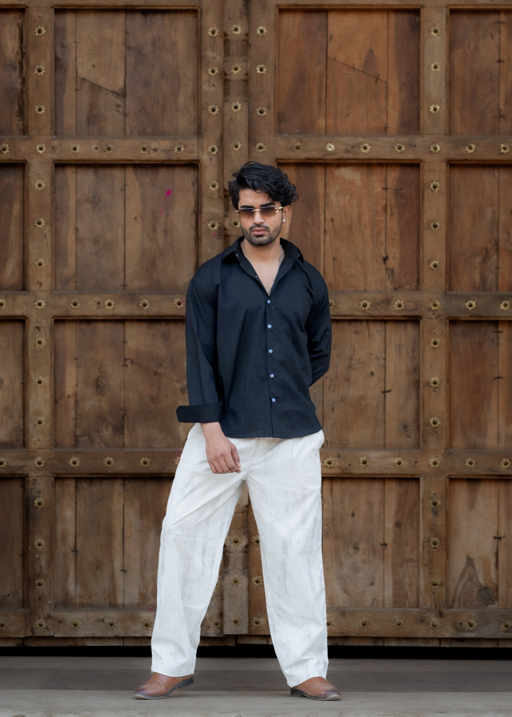 Atrangi Black High-Low Cotton Shirt