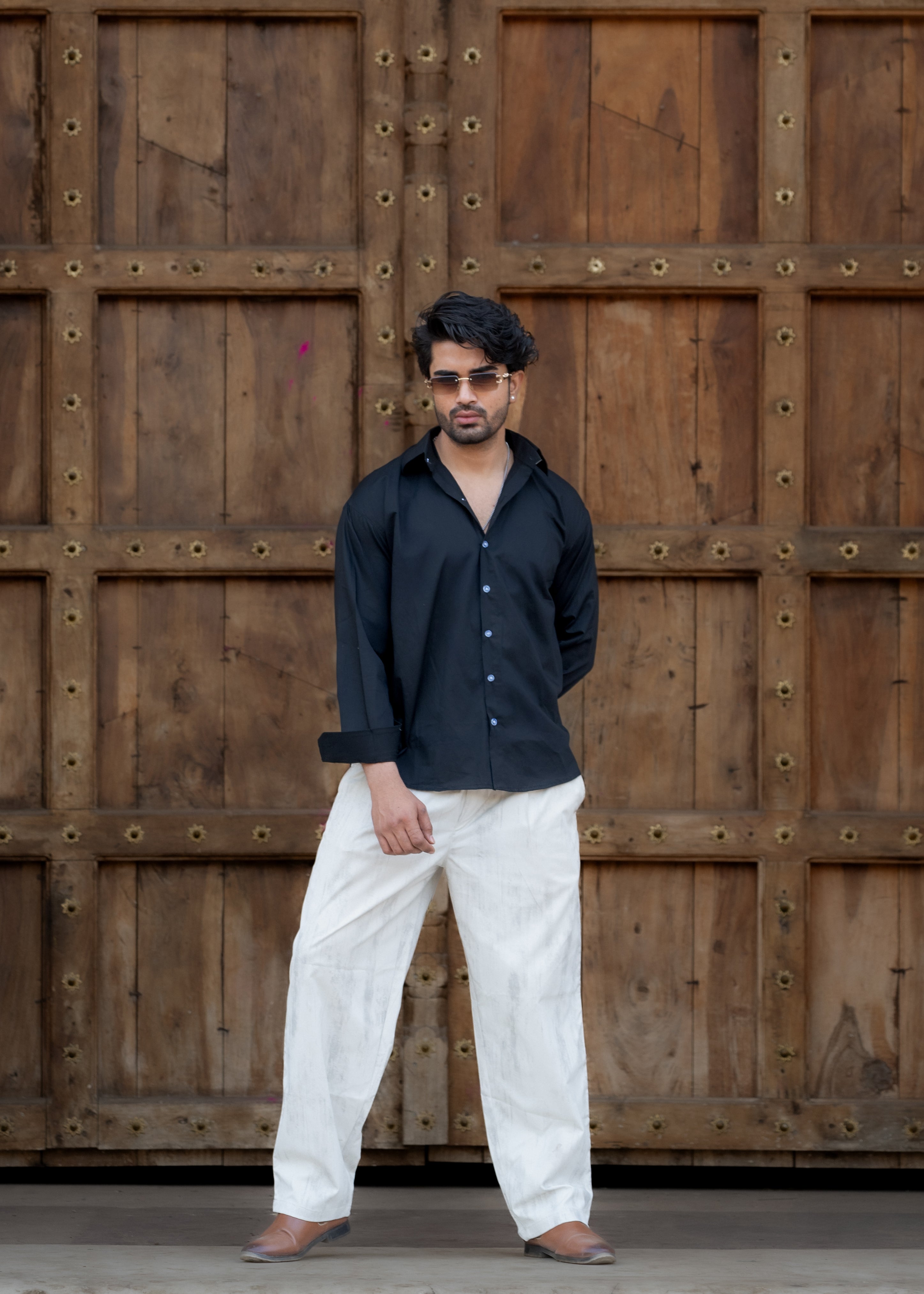 Atrangi Black High-Low Cotton Shirt