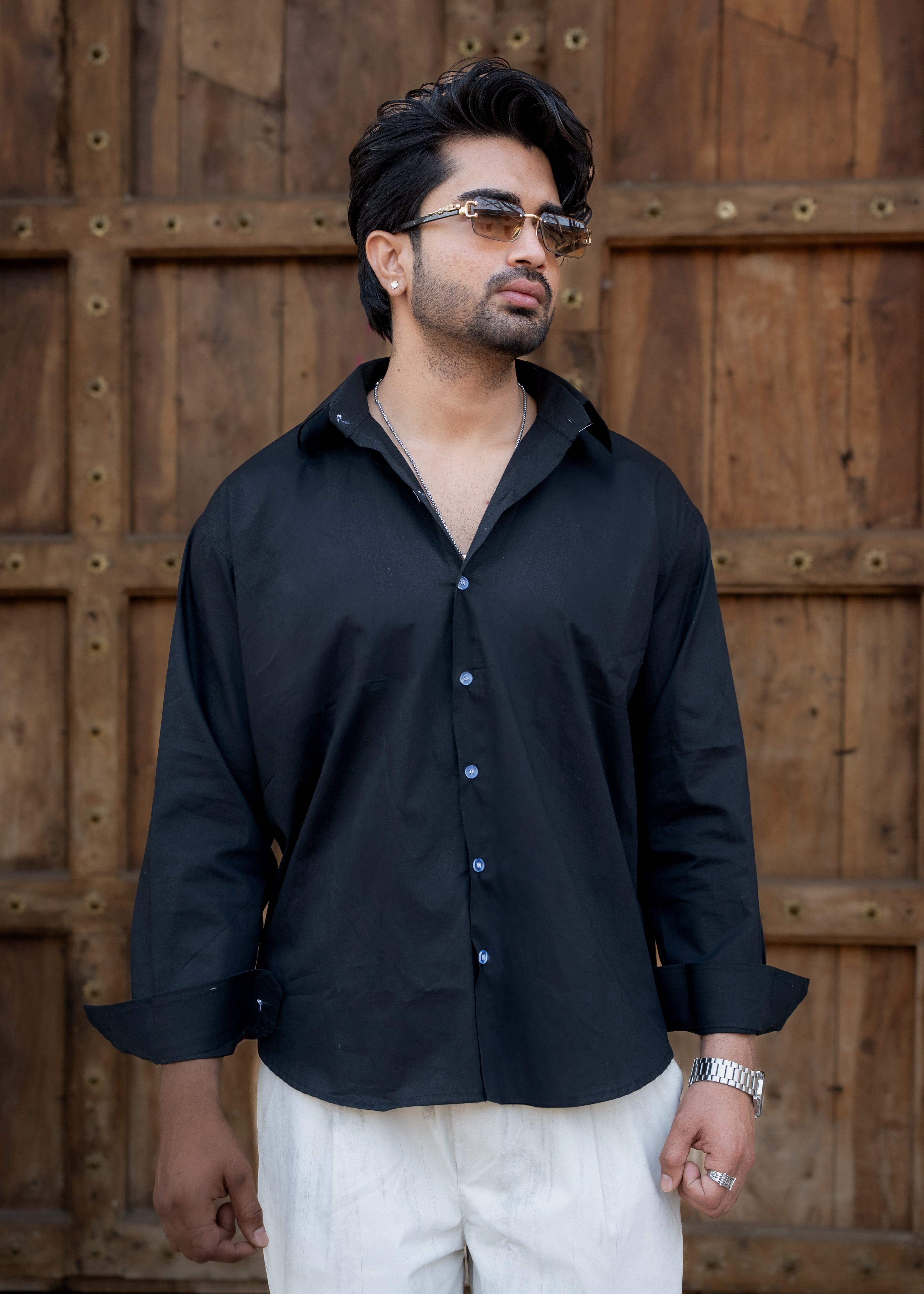 Atrangi Black High-Low Cotton Shirt
