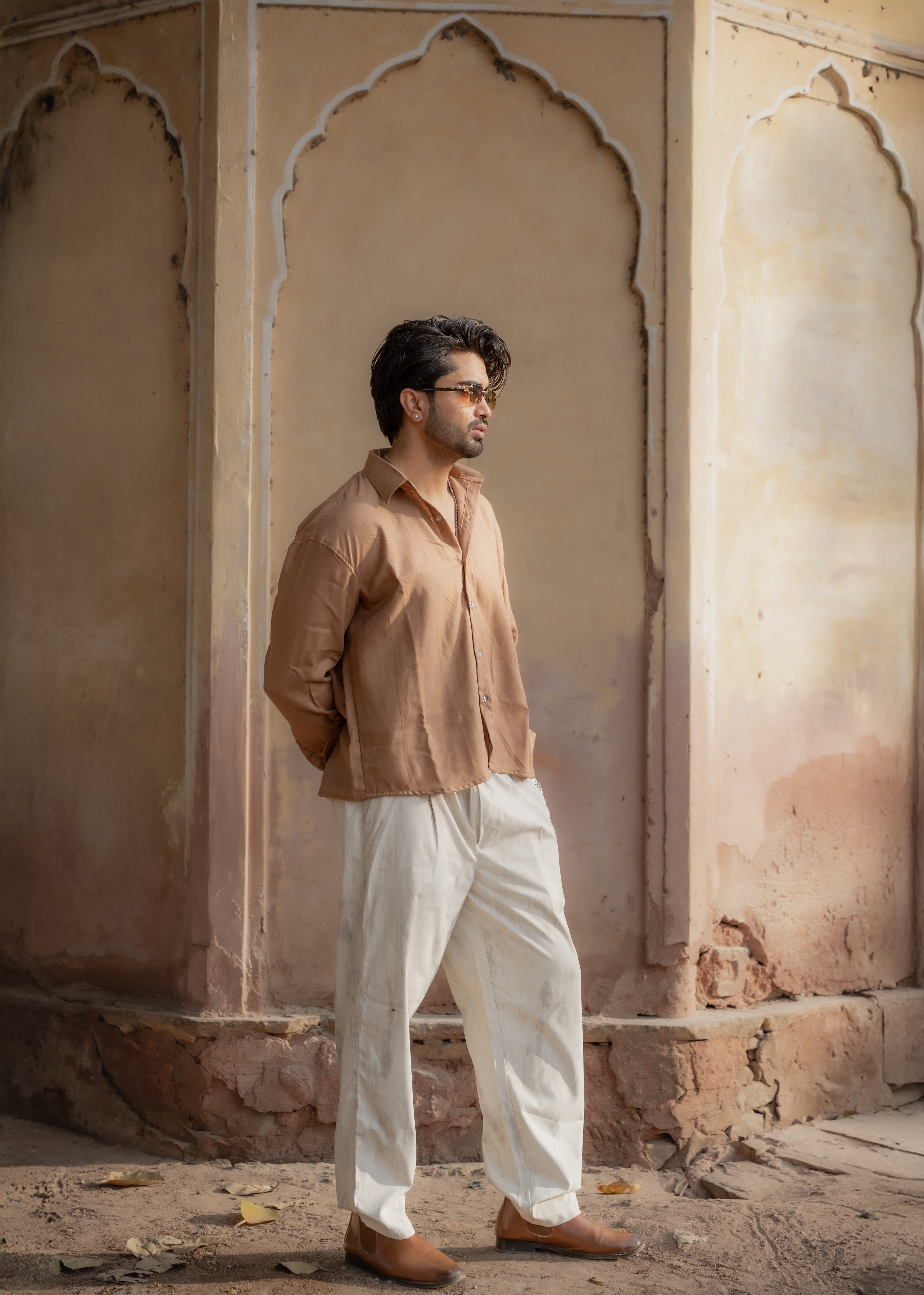 Atrangi caramel brown oversized shirt