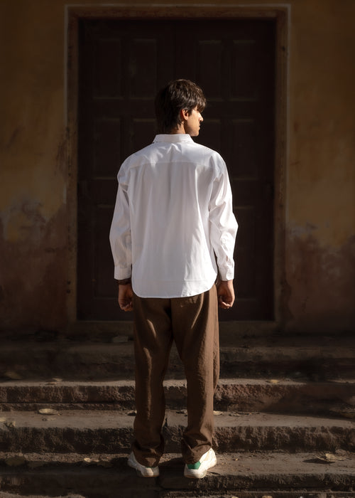 Atrangi White High-low cotton shirt