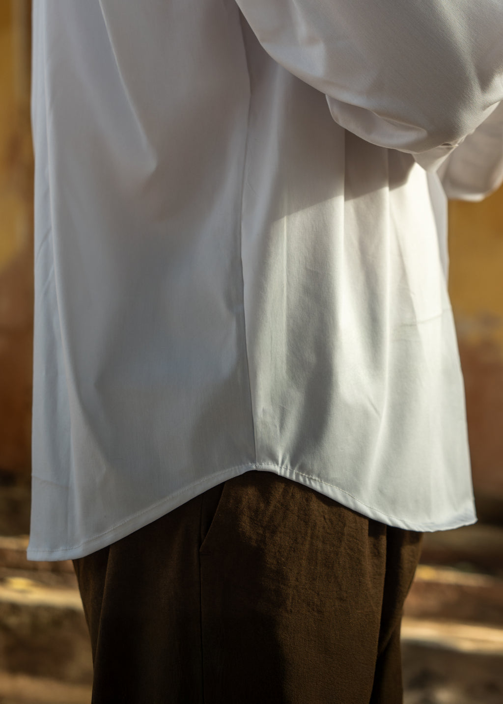 Atrangi White High-low cotton shirt