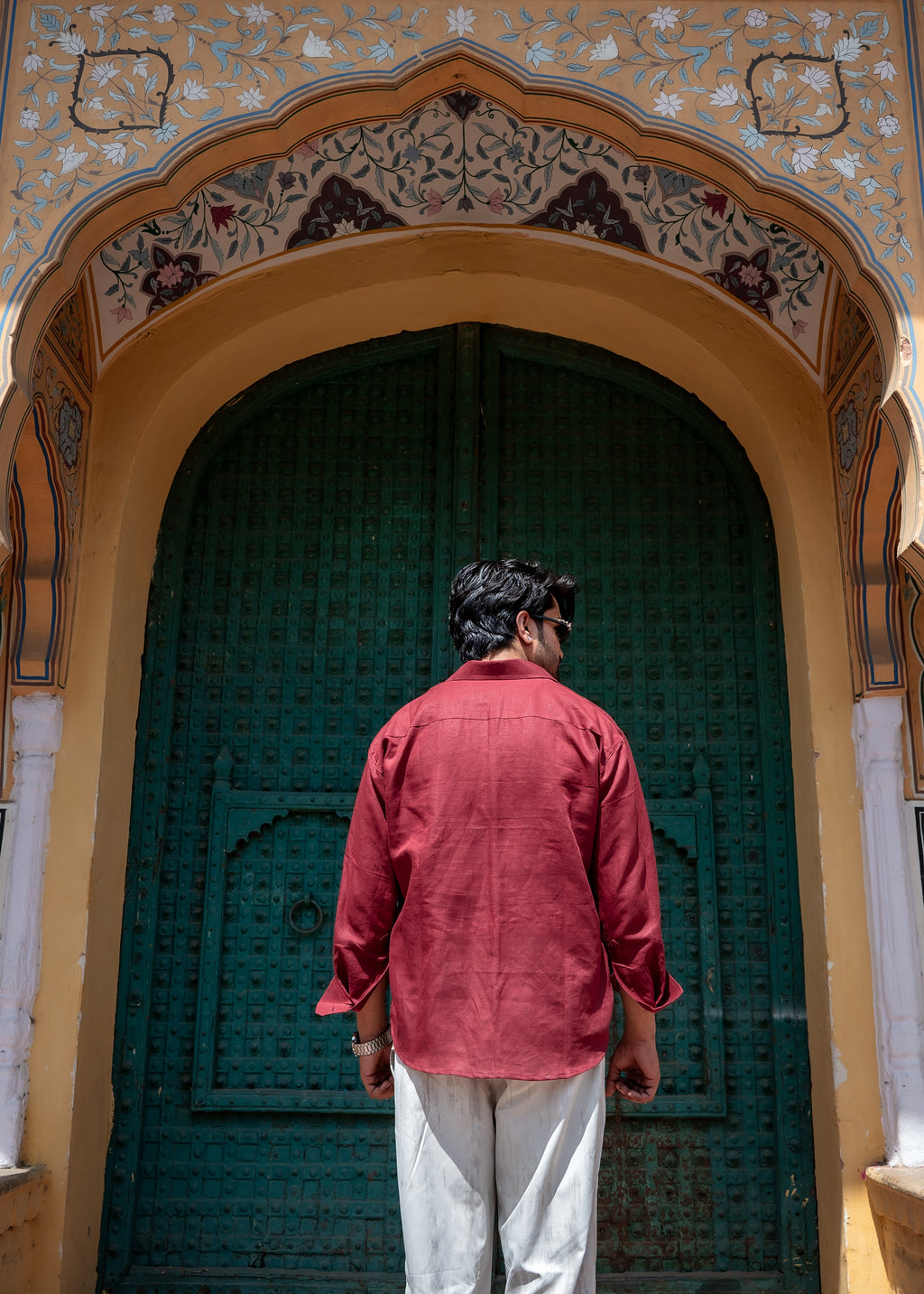 Atrangi Mehroon Khadi Linen High-Low Oversized Shirt