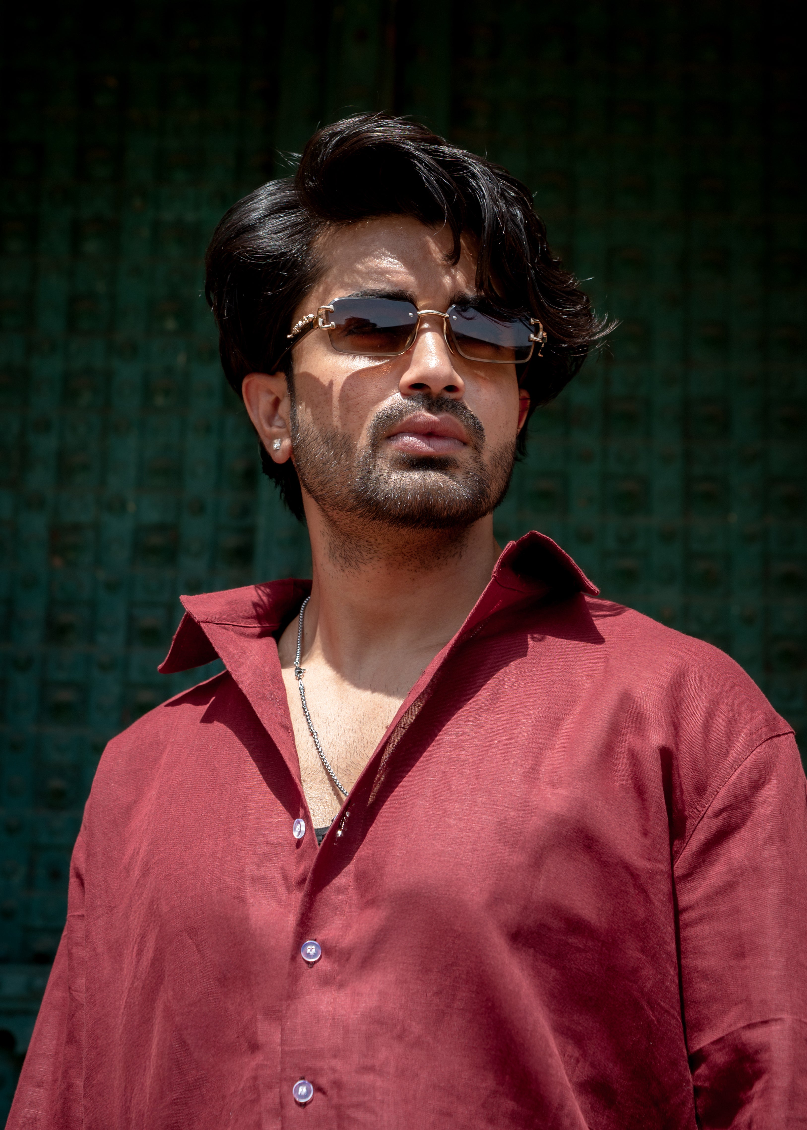 Atrangi Mehroon Khadi Linen High-Low Oversized Shirt