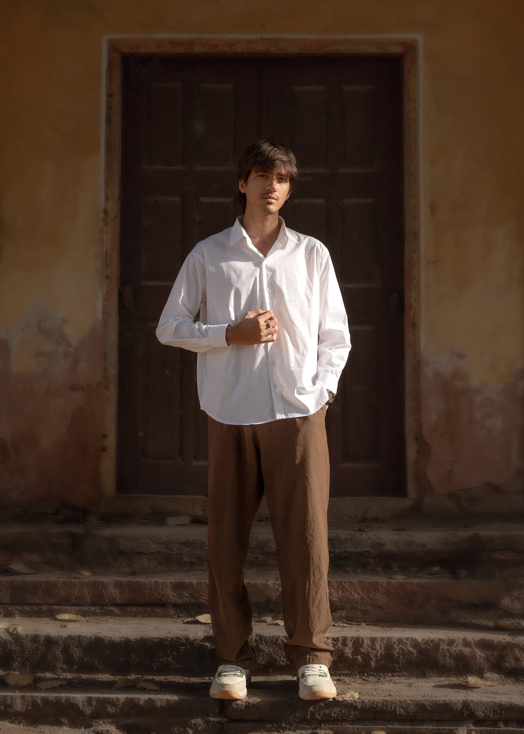 Atrangi White High-low cotton shirt