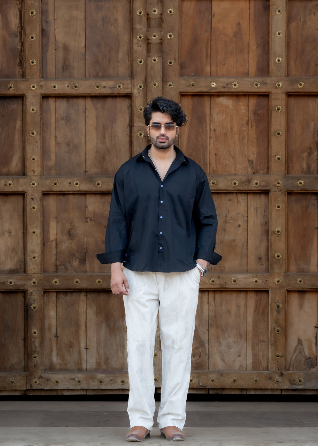 Atrangi Black High-Low Cotton Shirt